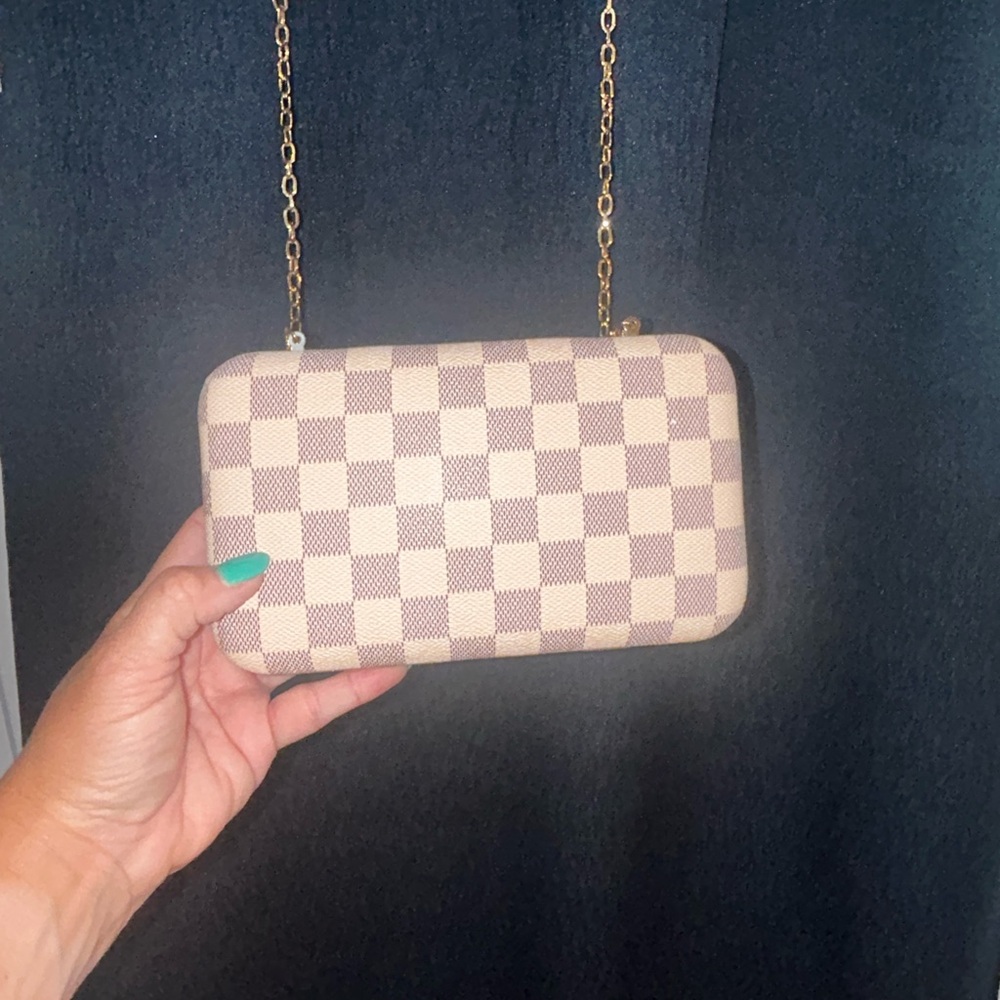 Daisy Rose Checkered Cream White purse Bag